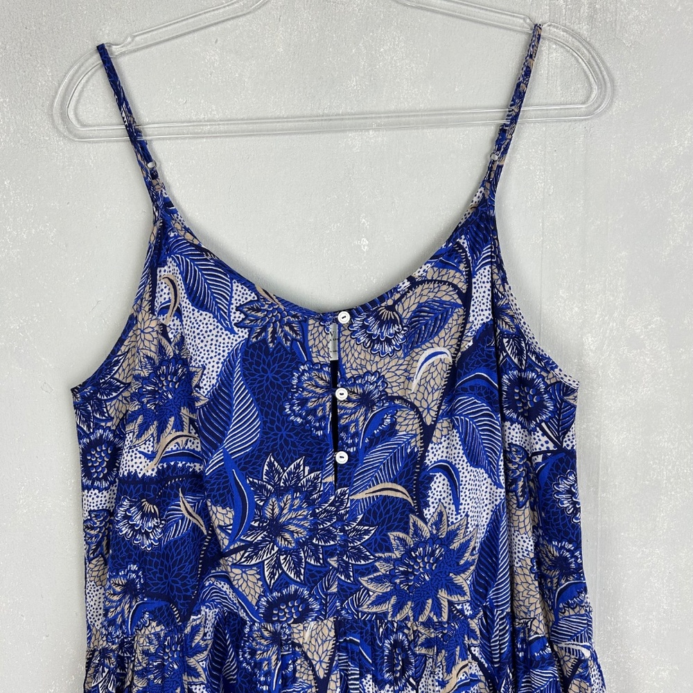 Velvet Graham & Spencer size L Zahara cami dress tiered cotton blue floral - Picture 3 of 14